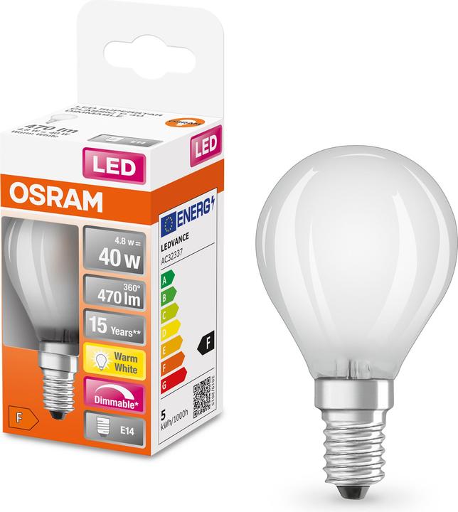 Produktbild Osram Led Retrofit Classic P (E14, 4.80 W, 470 lm, 1 x, F)