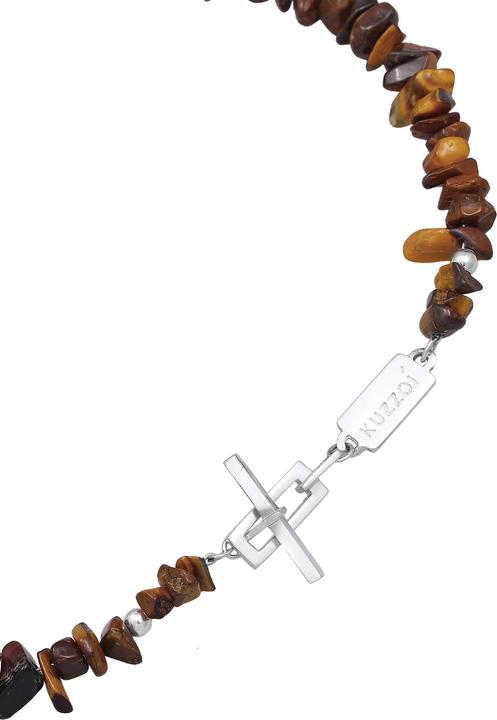 Image du produit Kuzzoi Choker, collier de pierres précieuses (Argent sterling 925, Acier inoxydable, œil de tigre, 42 cm)