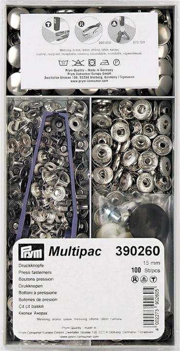 Produktbild Prym Druckknopf Anorak, silber 15 mm, Dose 100 Stk., Multipac