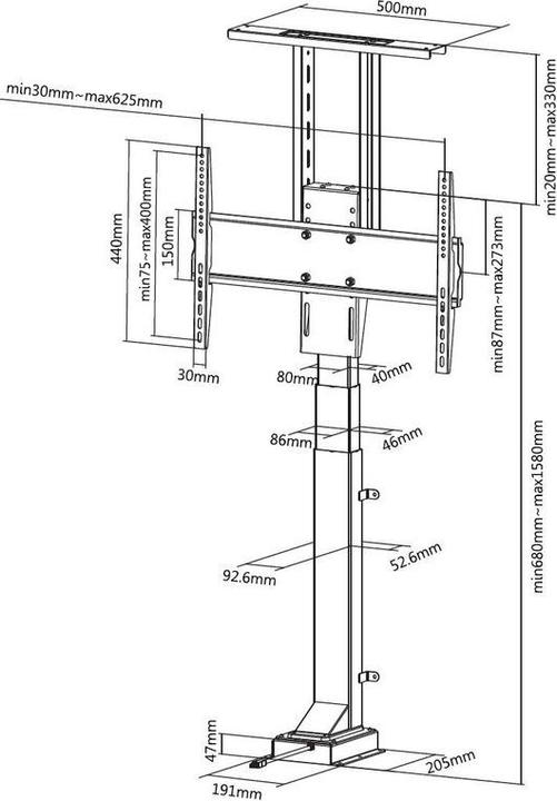 Produktbild Multibrackets TV Lift Large, 37" - 65", schwarz, Hub 900mm (65", 50 kg)