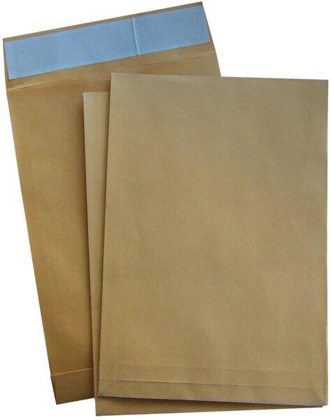 Actual product image Büroring Faltentasche DIN C4, ohne Fenster, haftklebend, 140g/qm, natronbraun, 40 mm Klotzboden, 100 Stück (100 x)