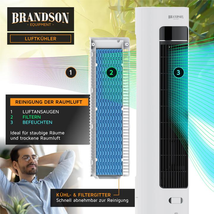 Produktbild Brandson Mobiler Luftkühler, Luftbefeuchter, Verdunstungskühler, 3 Modi, Timer, Lüfter, Klimagerät 55W