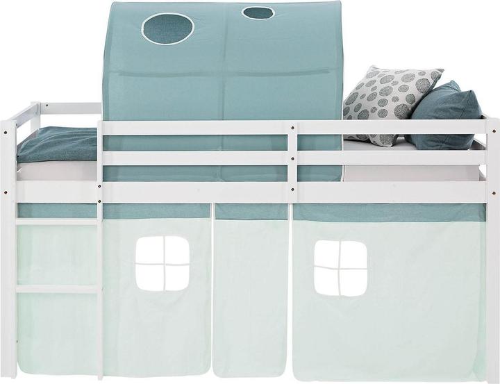 Produktbild Homestyle4u Hochbett Kinderbett mit Lattenrost Tunnel Vorhang (90 x 200 cm)