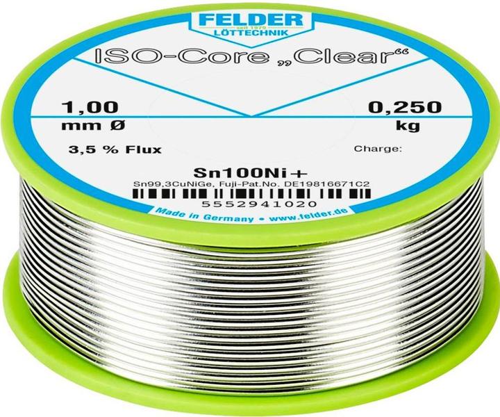 Actual product image Felder Lottechnik ISO Core Clear Sn100Ni+ (Solder)