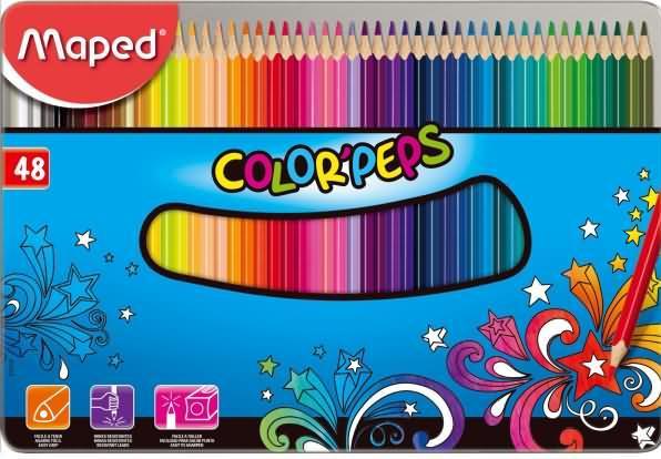 Image du produit Maped Crayon de couleur triangulaire COLOR'PEPS, étui métallique de 48 pièces (48 couleurs, 48 x)