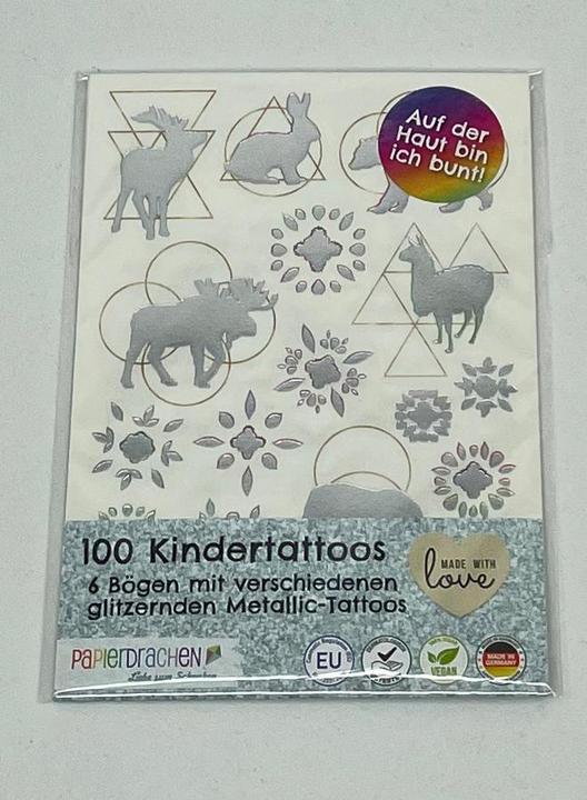 Actual product image Papierdrachen Metallic Tattoo Set