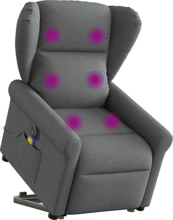Produktbild VidaXL Elektrischer Massagesessel mit Aufstehhilfe Dunkelgrau Stoff