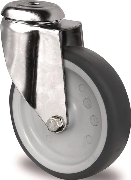 Immagine prodotto Tecwerk Lenkrolle Rad-Ø 100 mm Tragfähigkeit 100 kg Rückenlochbefestigung Polypropylen Gleitlager Edelsta...