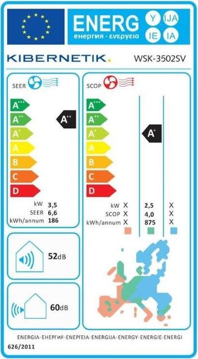 Energie-Label Kibernetik WSK-3502SV Klima-Wandgerät (zur Selbstmontage) (12000 BTU/h)