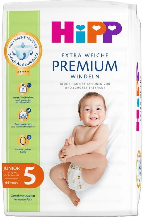 Produktbild Hipp Windeln Babysanft Premium Grösse 5, Packungsgrösse: 44 (Gr. 5, 1 Stück)