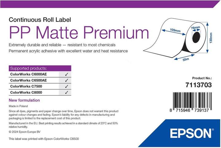 Actual product image Epson Pp Matte Label Premium