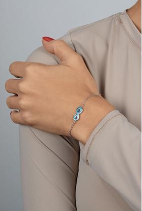 Brilio Silver - Silver Bracelet with Blue Opal Infinity BRC208WB
