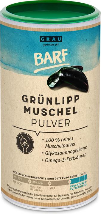 Produktbild Grau Hunde-Nahrungsergänzung BARF Grünlippmuschel-Pulver, 500 g (Adult, 1 Stk., 580 g)
