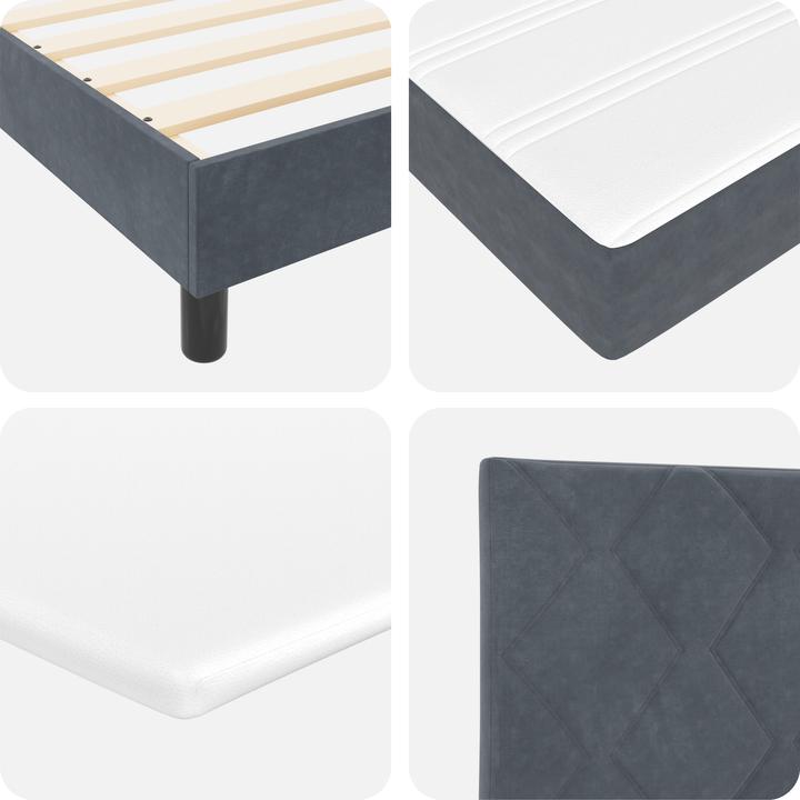 Produktbild VidaXL Boxspringbett mit Matratze Dunkelgrau 90x200 cm Samt (90 x 200 cm)