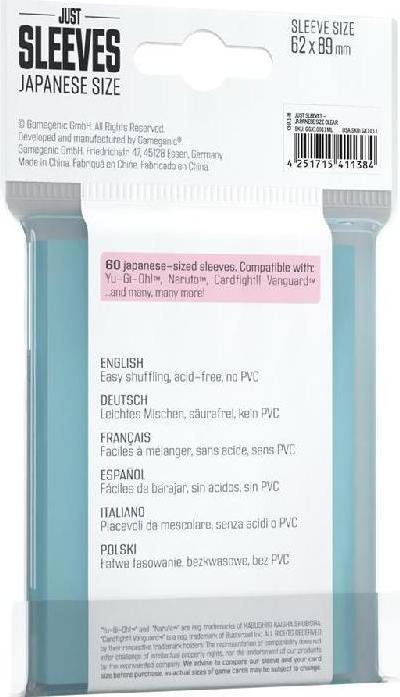 Produktbild Gamegenic GGX10011ML - Just Sleeves - Japanisches Format, Transparent (60 Hüllen)