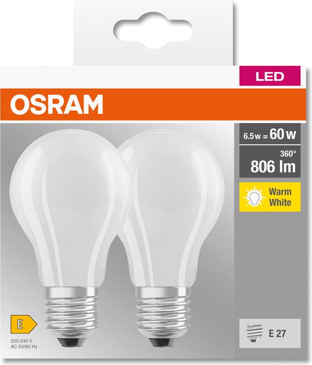 Actual product image Osram LED Base Classic (E27, 6.50 W, 806 lm, 2 x, E)