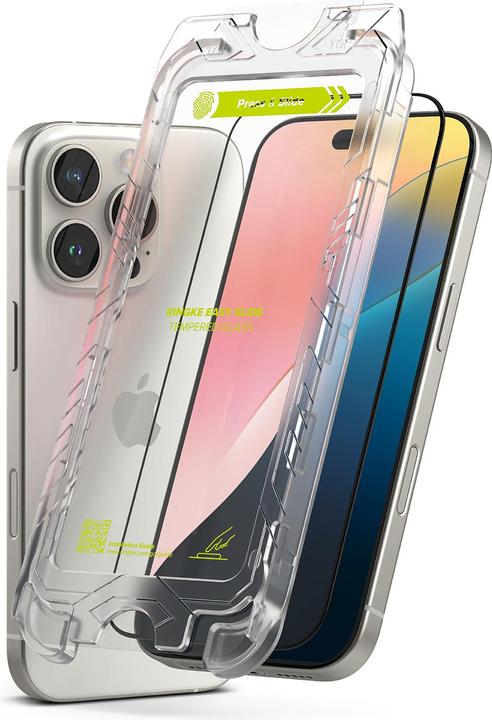 Immagine prodotto Ringke Pellicola protettiva per iPhone 16 Pro EASY SLIDE TEMPERED GLASS Confezione da 2 pezzi, con dima di (2 Pezzo/i, Apple iPhone 16 Pro)
