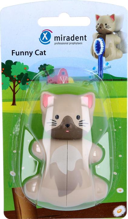 Actual product image Miradent Funny Animal Toothbrush Holder Cat (Tongue scraper, 1 x)