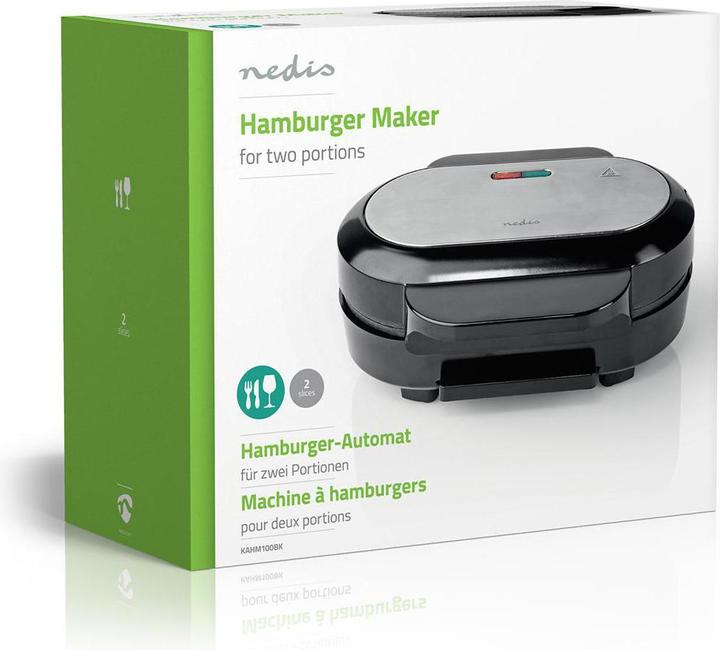 Produktbild Nedis Hamburger Macher | 1000 W | 10.5 cm | Automatischer Temperaturkontrolle | Kunststoff / Metall