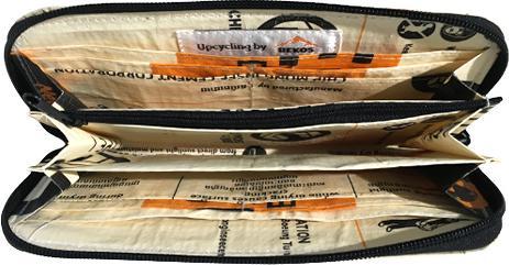 Actual product image Bekos Upcycling - Zipper Purse from Recycled Cement Bags Camel