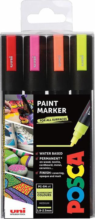 Actual product image Posca PC-5M (Neon assorted, 2.50 mm, 4 x)