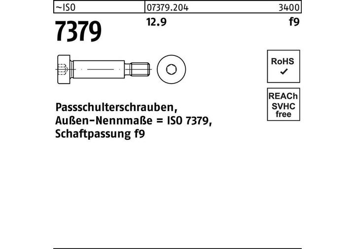 Produktbild Passschulterschraube ISO 7379 6 - M 5 x 25 12.9 Schaftpassung f9 (50 Schrauben pro Stück)