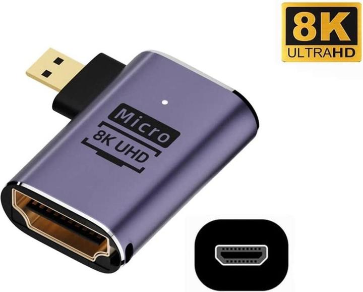 Image du produit PowerGuard Micro HDMI vers HDMI 2.1 Angle de 90 degrés Adaptateur gauche (Micro HDMI)