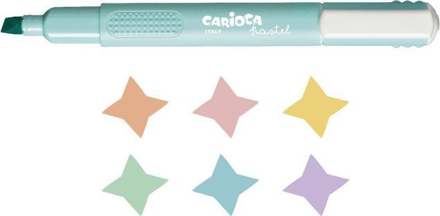 Productafbeelding Carioca Markeerstift Pastel 6 kleuren (Oranje, Paars, Blauw, Groen, Roze, Geel, Pastel, 5 mm, 6 x)
