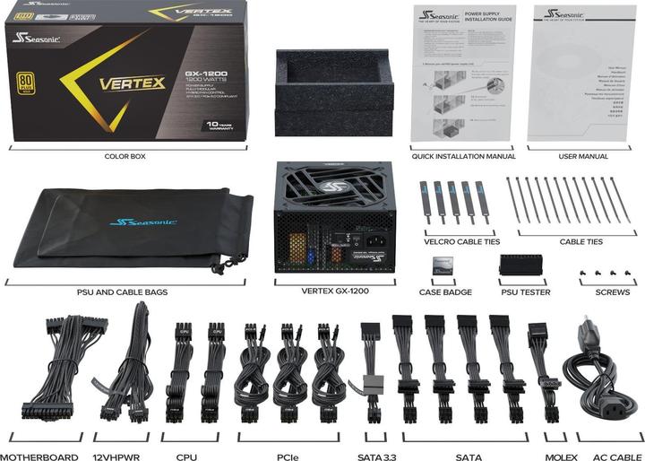 Actual product image Seasonic VERTEX GX-1200, 80+ Gold (1200 W)