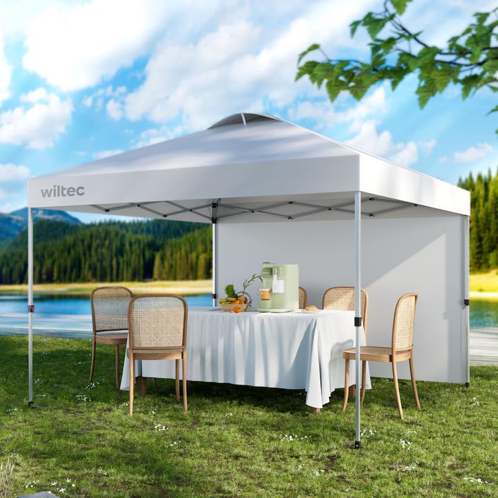 Actual product image Wiltec Pop up gazebo 3x3m white side section wheels garden gazebo folding gazebo (300 cm, 300 cm)