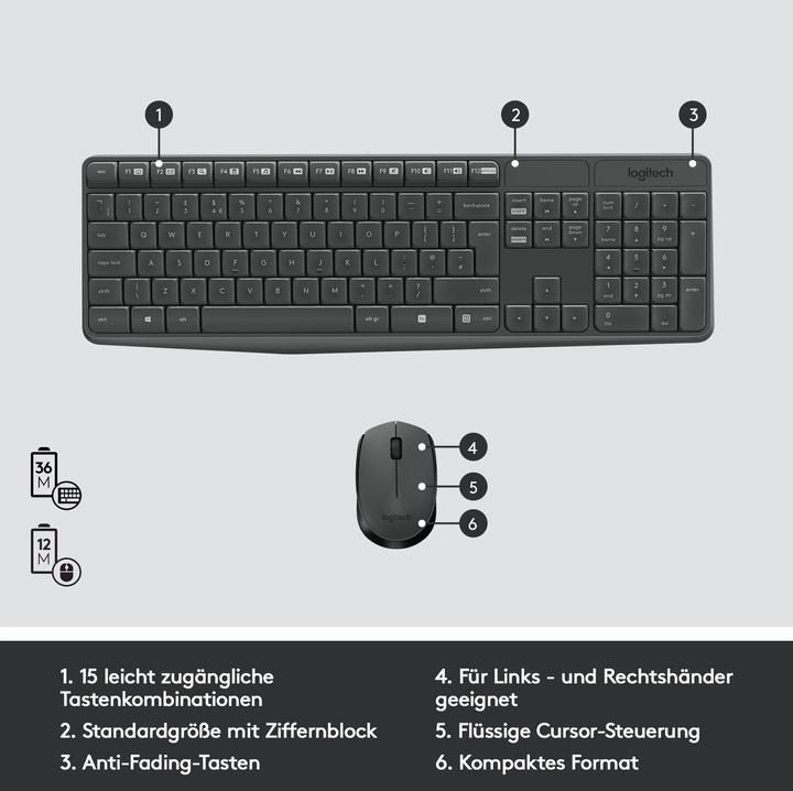 Produktbild Logitech Mk235 (CH, Kabellos)