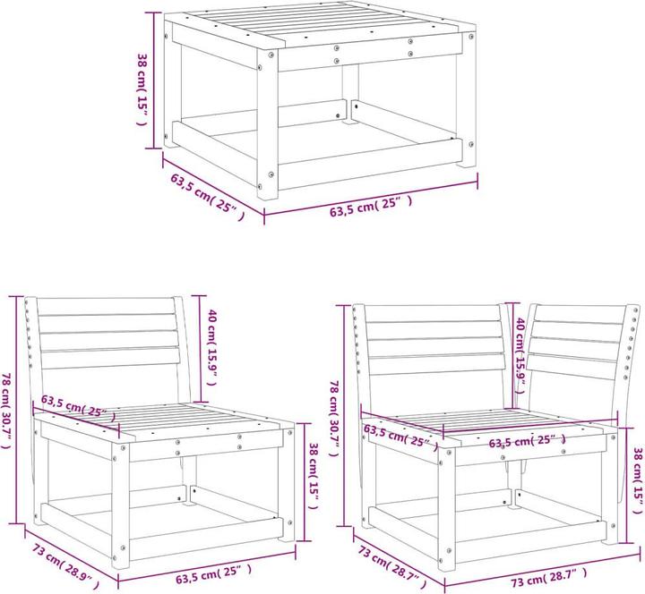 Produktbild VidaXL 4-tlg. Garten-Lounge-Set Douglasie