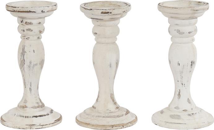 Actual product image Swisshandel24 Set of 3 Candlesticks, Candle Holder, Shabby Look Vintage Height 24cm White