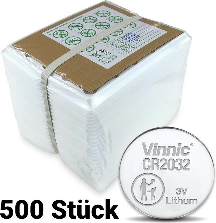 Produktbild Vinnic CR2032 Lithium Batterien - 500 Knopfzellen-Batterien (500 Stk., CR2032, 240 mAh)