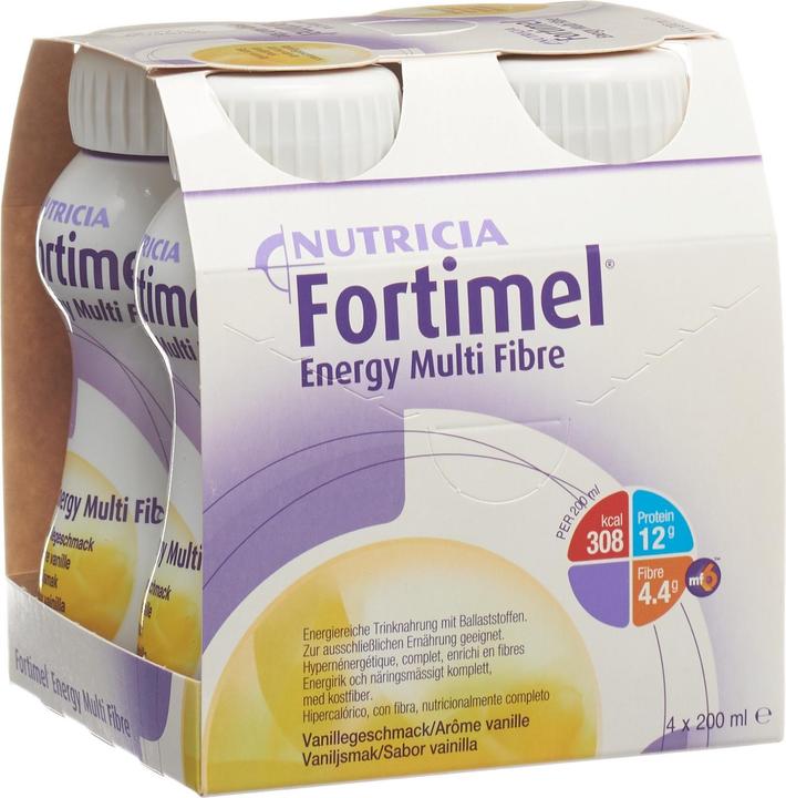 Immagine prodotto Fortimel Energia Multi Fibra Vaniglia (4x200ml) (Vaniglia, Fragola, Cioccolato, 4 pz., 965 g)