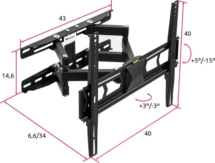 Produktbild tectake TVWandhalterung (Wand, 55", 60 kg)