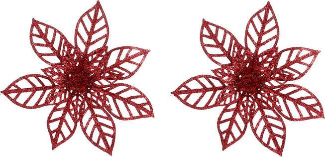 Christmas Gifts Clip poinsettia red 2pc