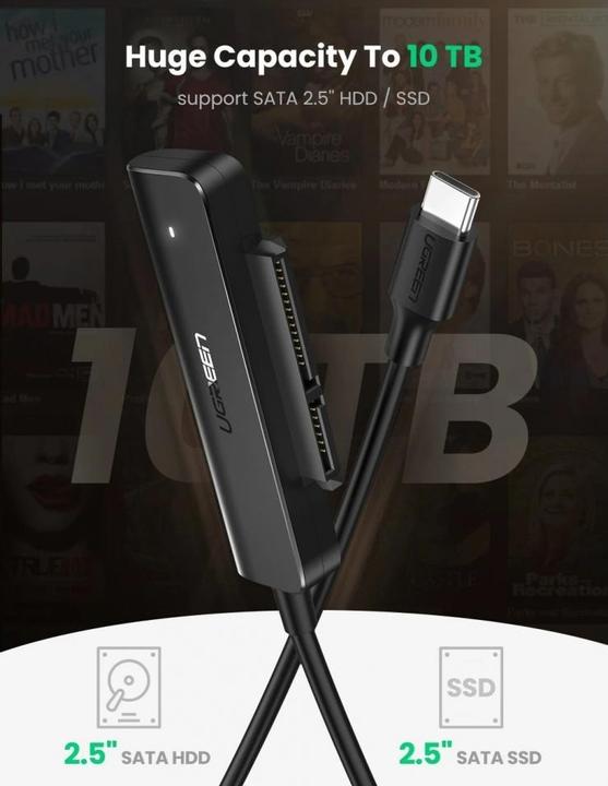 Actual product image Ugreen USB-C to SATA 3.0 Adapter for 2.5" SATA SSD HDD