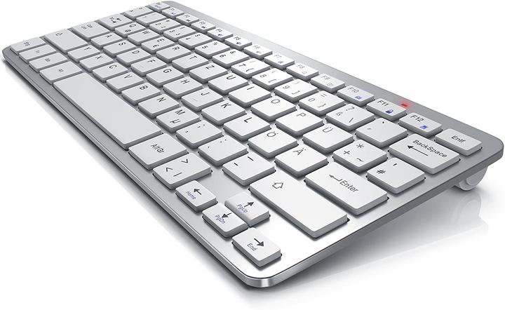 CSL Wireless keyboard, 2.4Ghz Slim Design Mini Keyboard, space-saving, ergonomic, wireless, silver (DE, Wireless)