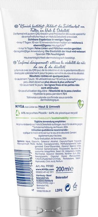 Produktbild NIVEA Q10 Straffend + Anti-Falten Hals & Dekolleté Creme (Körpercreme, 200 ml)