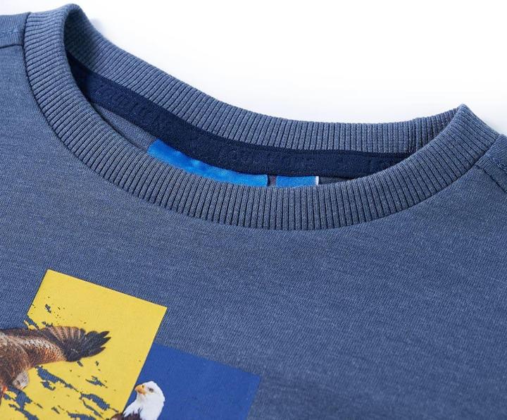 Produktbild VidaXL Kinder-Langarmshirt Blau Melange 116,Material: 60 (116)