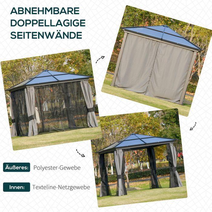 Immagine prodotto Swisshandel24 Gazebo di lusso in alluminio con tetto in PC traslucido marrone+beige 300 x 360 x 265 cm (360 cm, 300 cm)