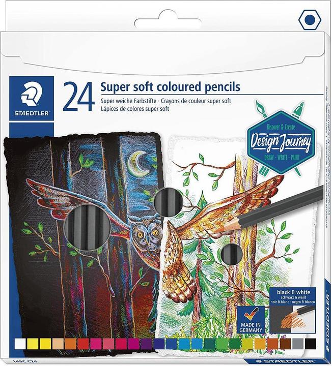 Image du produit Staedtler Crayon de couleur soft 24ST (Orange, Pink, Magenta, Cyan, Bordeaux, Green, Grey, Noir, Purple, Blanc, Red, Jaune, Bleu, Brown, 24 x)