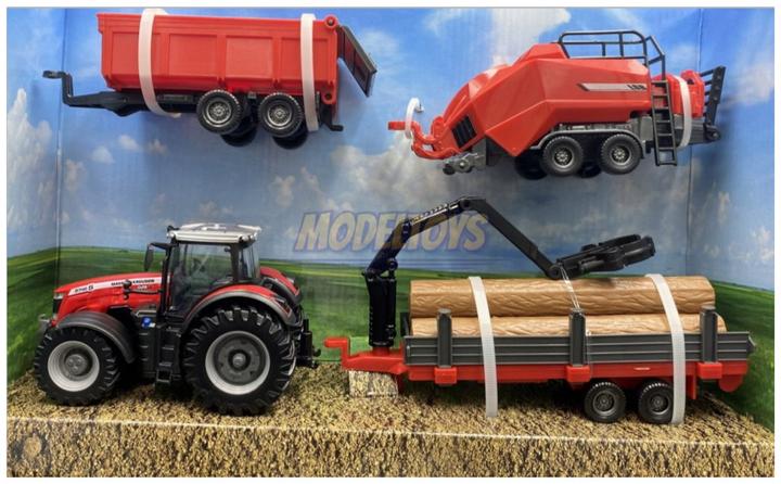 Actual product image Bburago Diecast 1:43 Farmaland Massey Ferguson 8740s with accessories Ages 3+ 18-31703