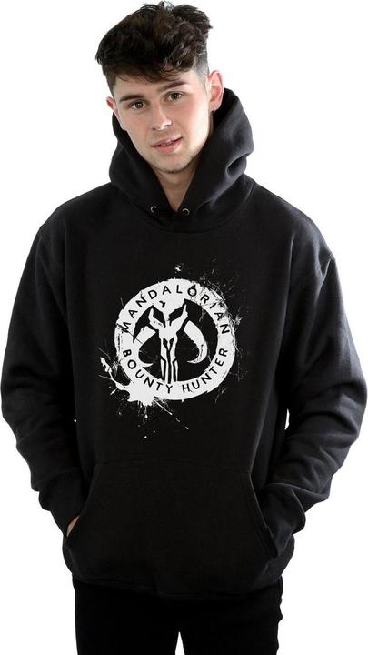 Actual product image Star Wars Mens The Mandalorian Bounty Hunter Splatter Skull Hoodie (4XL)