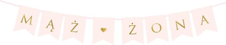 Partydeco Banner Mąż Żona, light pink, 15 x 110 cm (1 pkt / 1 pc.)