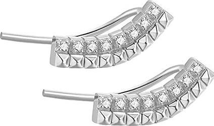 Actual product image Rosato Longitudinal silver earrings with cubica zircons RZO040 (L)