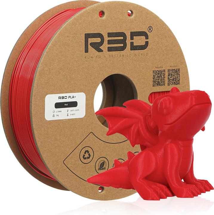Produktbild R3D PLA+ Rot Filament 1.75mm 1Kg (PLA+, 1.75 mm, 1000 g, Rot)