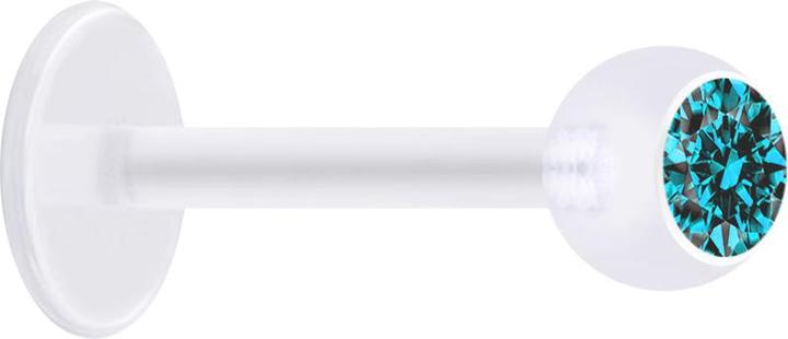Actual product image Star Piercing Micro Labret transparent with ball and crystal aqua (without brass, Bioflex)