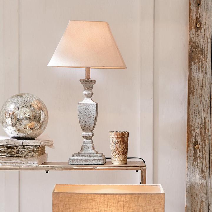 Actual product image Loberon Table Lamp Gorham white/antique grey (E27)